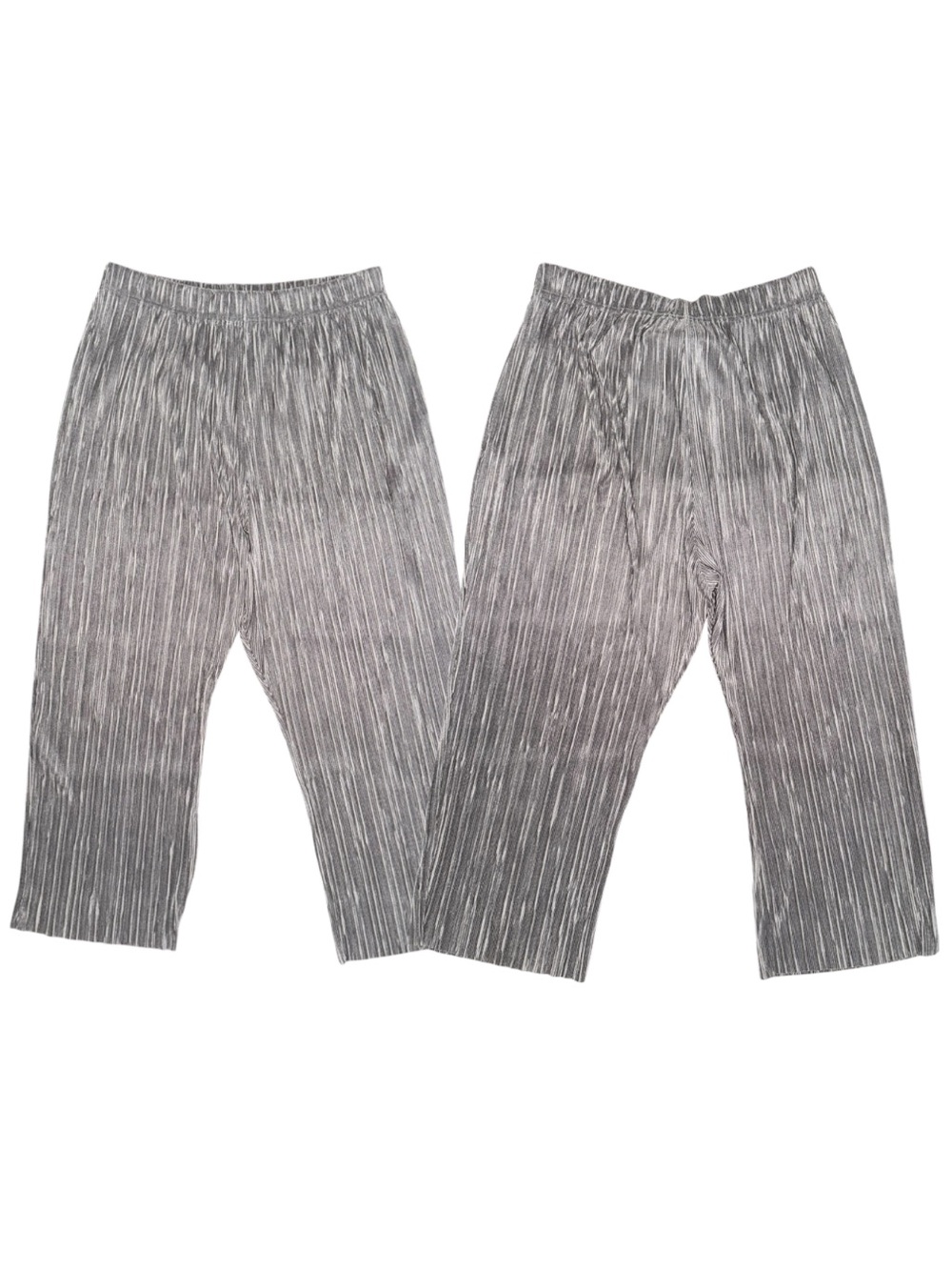 Pleated Wide-Leg Pants in Silver